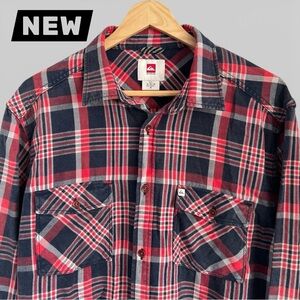 NEW Quiksilver Men's Navy and Red Plaid Shirt
